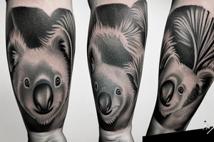 Koala on a tree realistic detailed tattoo idea