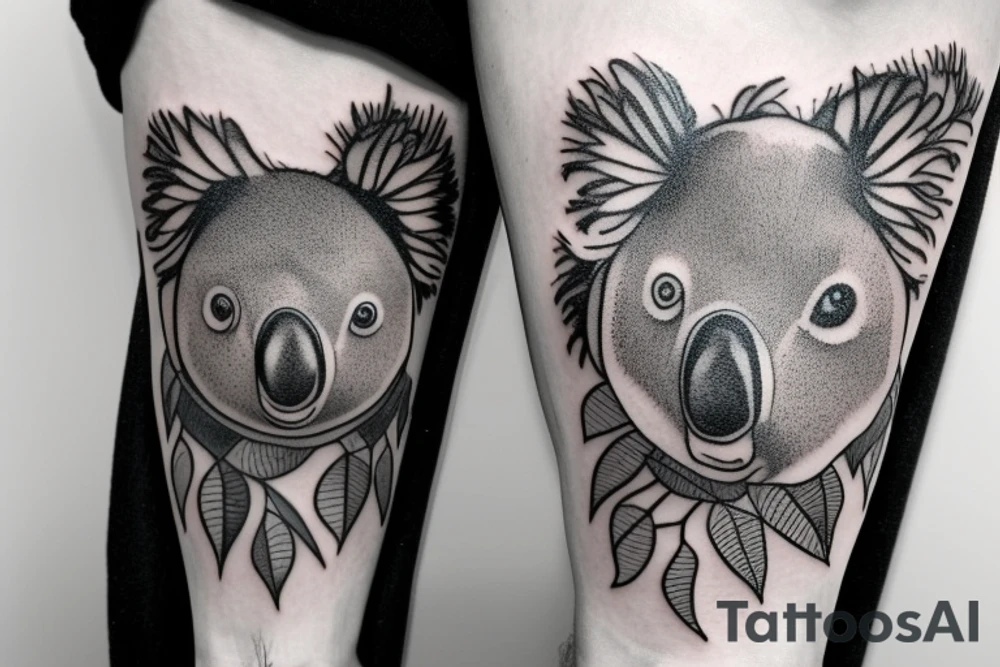 Koala on a tree realistic detailed tattoo idea