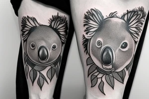 Koala on a tree realistic detailed tattoo idea