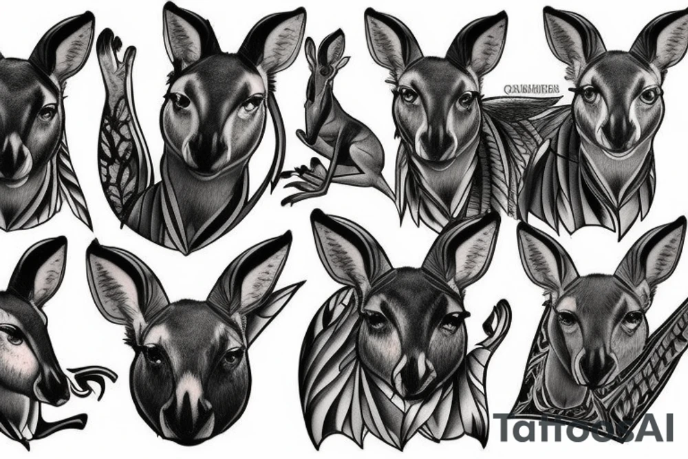 Muscular kangaroos tattoo idea