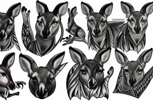 Muscular kangaroos tattoo idea