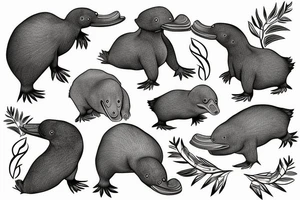 Platypus with gumtree tattoo idea