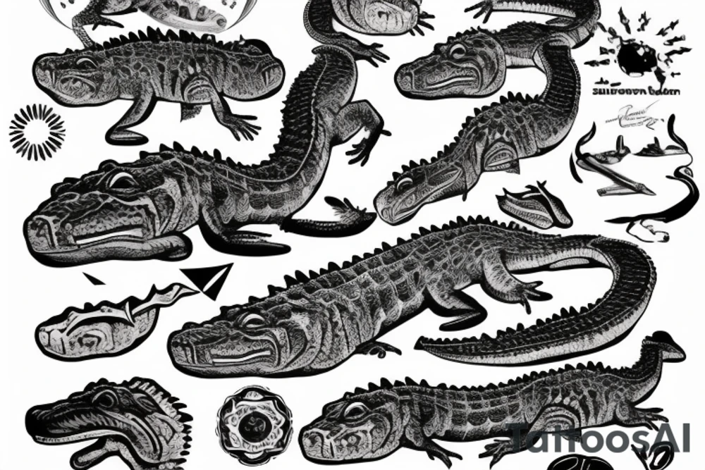 Australian salt water crocodile head tattoo idea