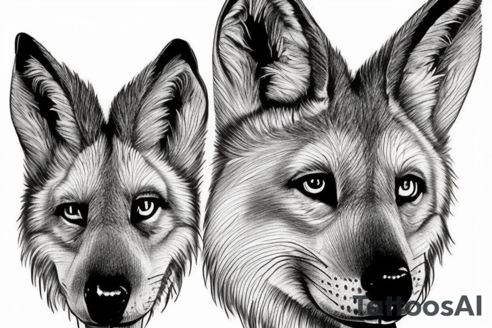 Australian dingo head tattoo idea