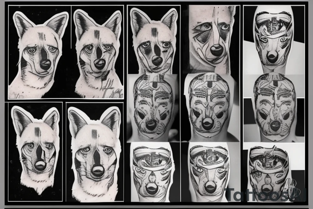 Australian dingo head tattoo idea