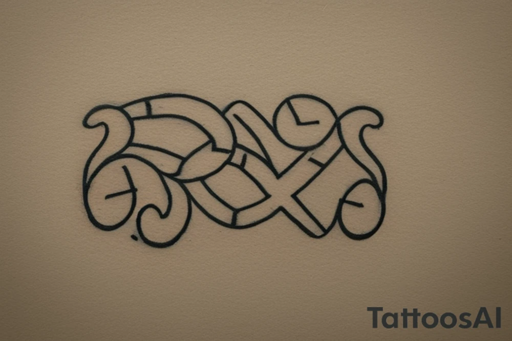 small illustration that begins at the bottom with intricate roots. These roots gradually converge and intertwine to form the shape of the letter 'N'. Stemming from this 'N', create a stylized arrow that points upwards, symbolizing growth and direction. The overall theme should convey foundation, identity, and aspiration. tattoo idea