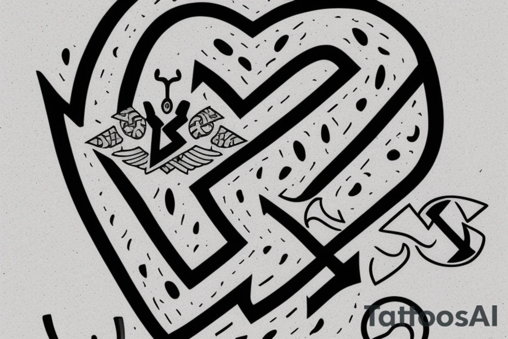 Letter N with arrow and infinity simbol tattoo idea