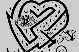 Letter N with arrow and infinity simbol tattoo idea