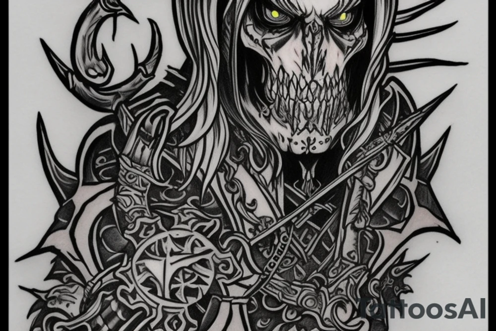 the lich king from world of warcraft. tattoo cant be bigger than 10cm wide and 10cm long tattoo idea