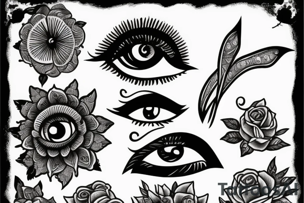 Eye of Horus with flowers tattoo idea