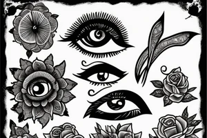 Eye of Horus with flowers tattoo idea