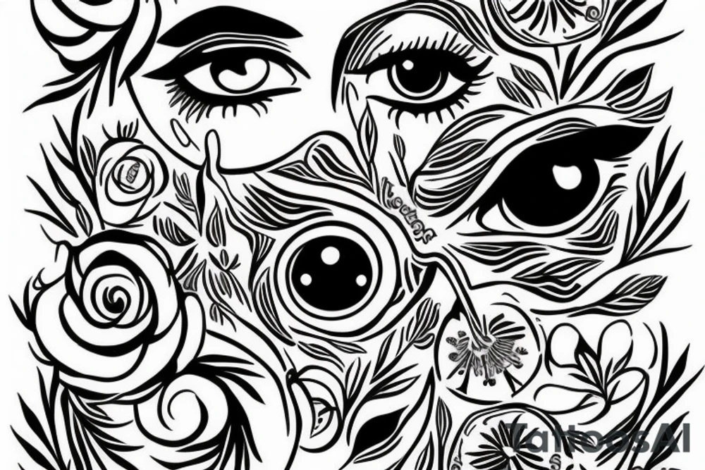 Eye of Horus with flowers tattoo idea