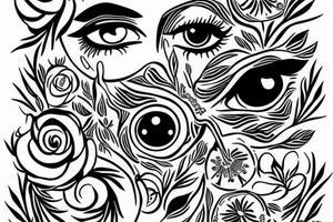 Eye of Horus with flowers tattoo idea