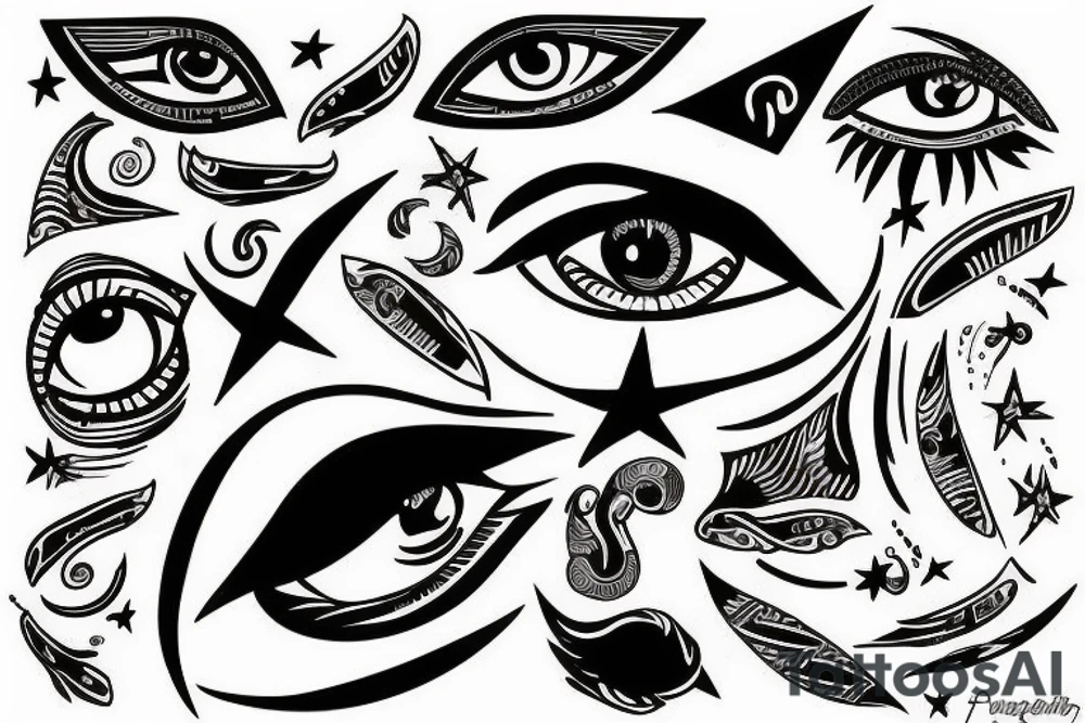 Eye of Horus and stars tattoo idea