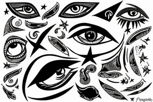 Eye of Horus and stars tattoo idea