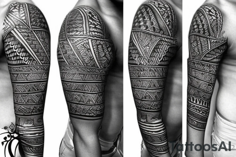 African tribal leg sleeve tattoo idea