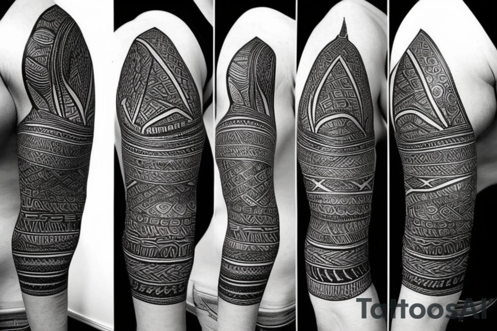 African tribal leg sleeve tattoo idea