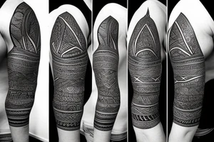 African tribal leg sleeve tattoo idea