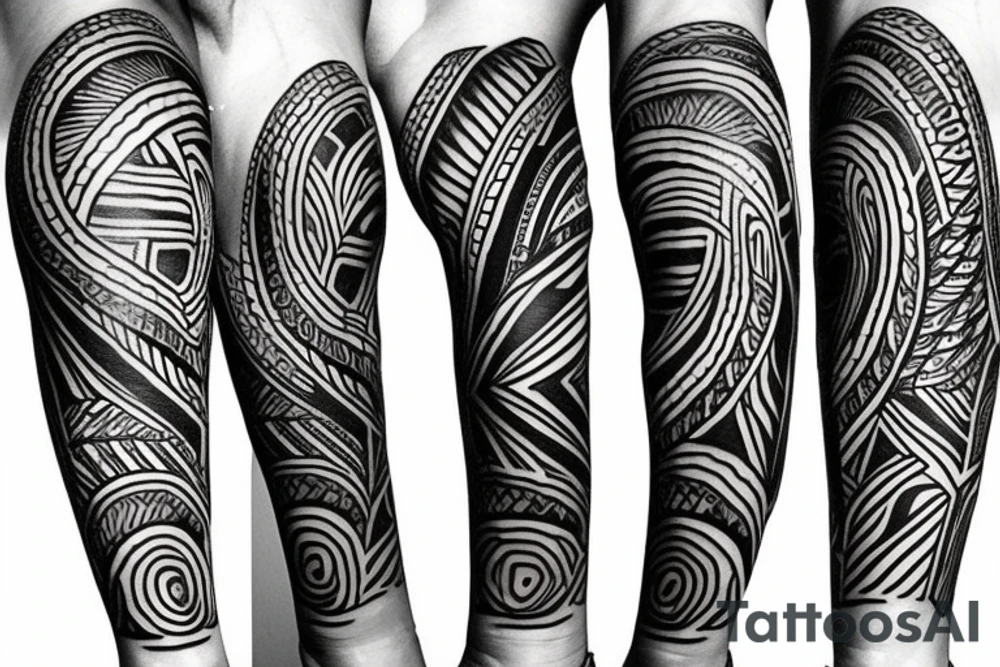 African tribal leg sleeve tattoo idea