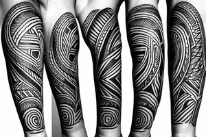African tribal leg sleeve tattoo idea
