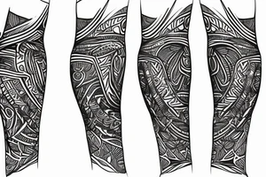 African tribal leg sleeve tattoo idea