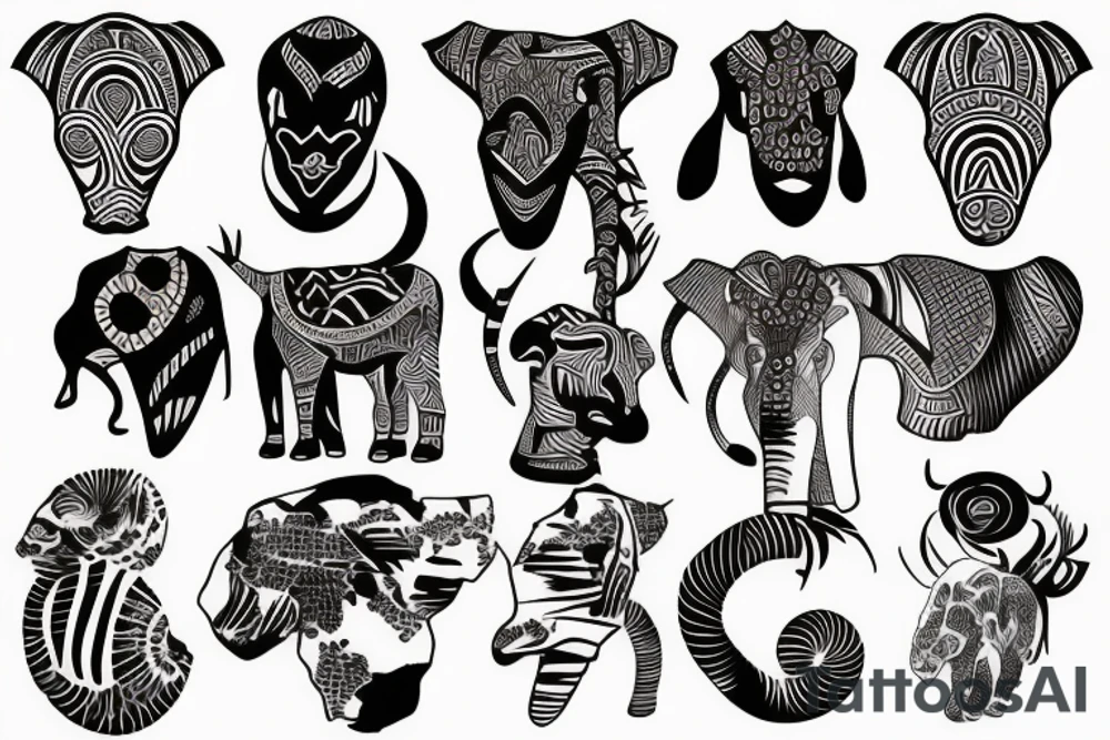 Africa themed half sleeve tattoo idea