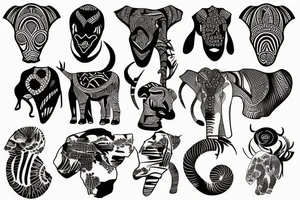 Africa themed half sleeve tattoo idea