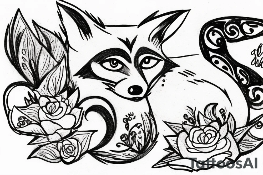 fox lying on a rock tattoo idea