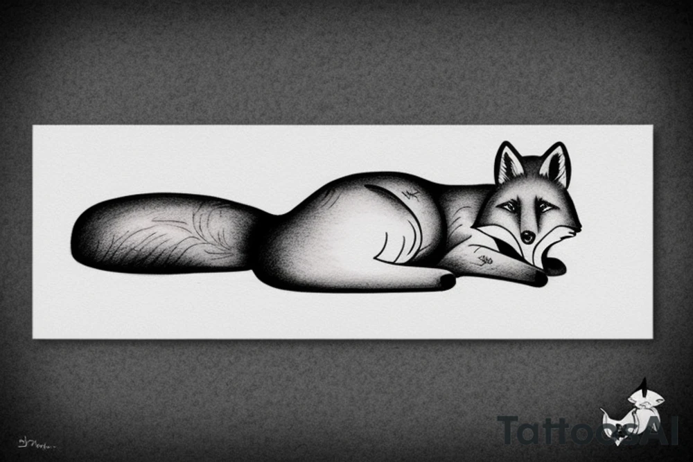 fox lying on a rock tattoo idea