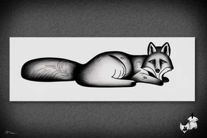 fox lying on a rock tattoo idea