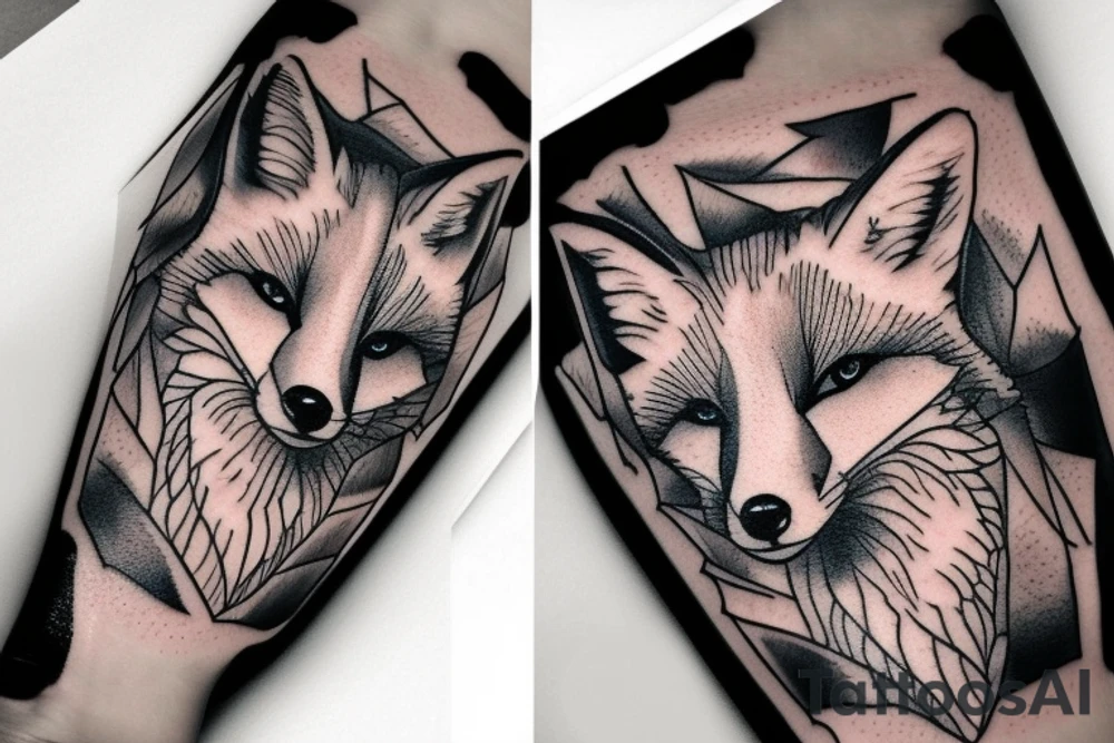 fox lying on a rock tattoo idea