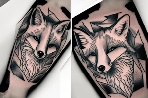 fox lying on a rock tattoo idea