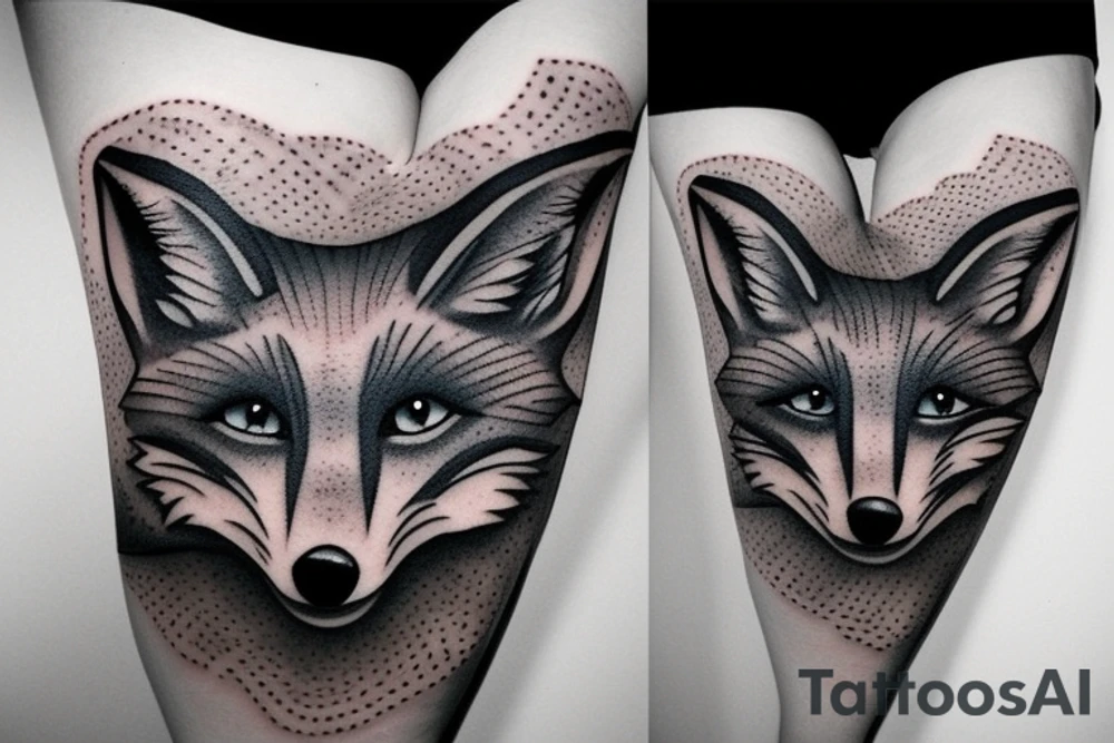 fox lying on a rock tattoo idea
