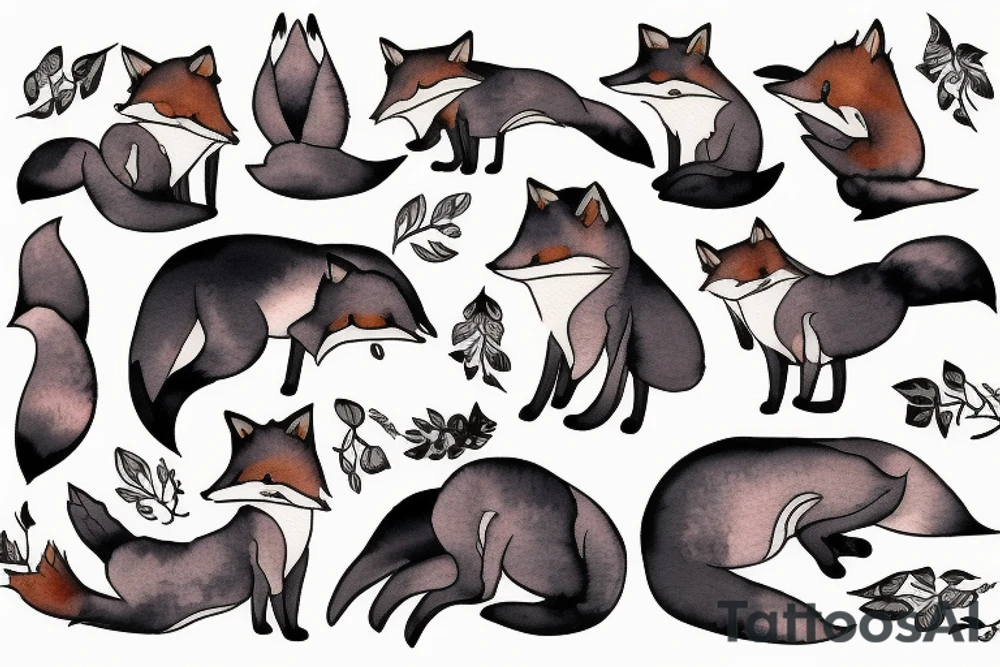 fox lying on a rock tattoo idea