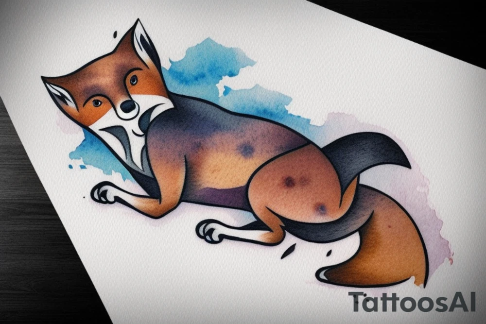 fox lying on a rock tattoo idea