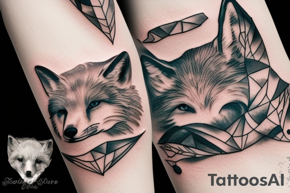 fox lying on a rock tattoo idea