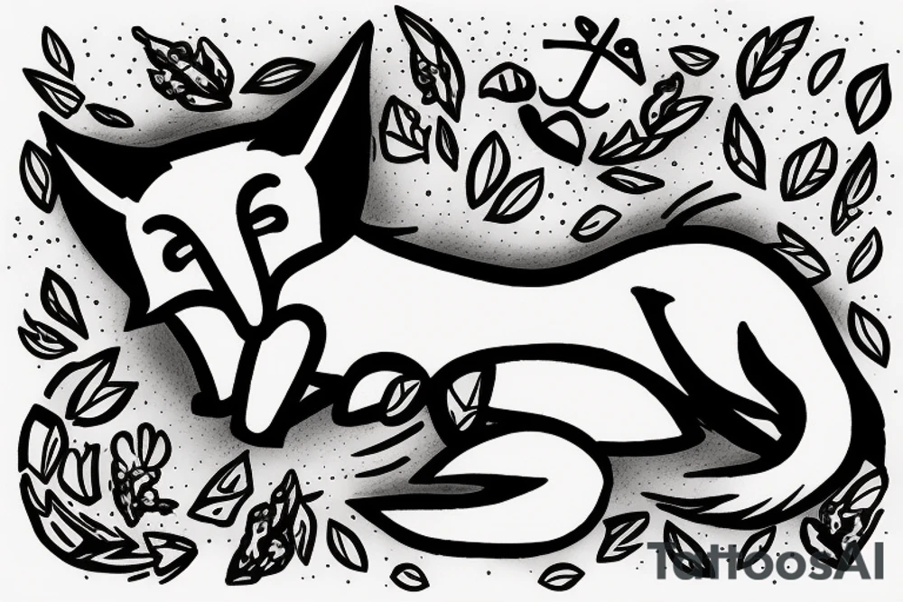 fox lying on a rock tattoo idea