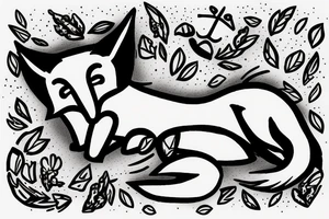 fox lying on a rock tattoo idea