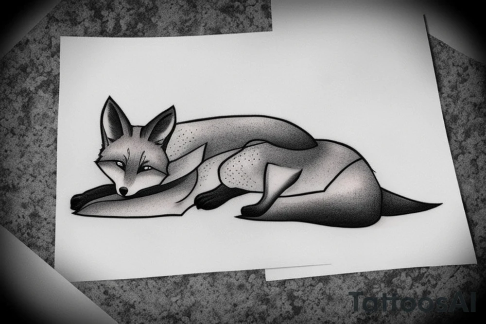 fox lying on a rock tattoo idea