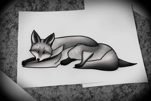 fox lying on a rock tattoo idea