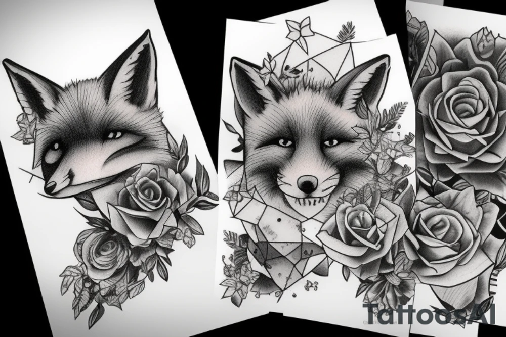 fox lying down tattoo idea