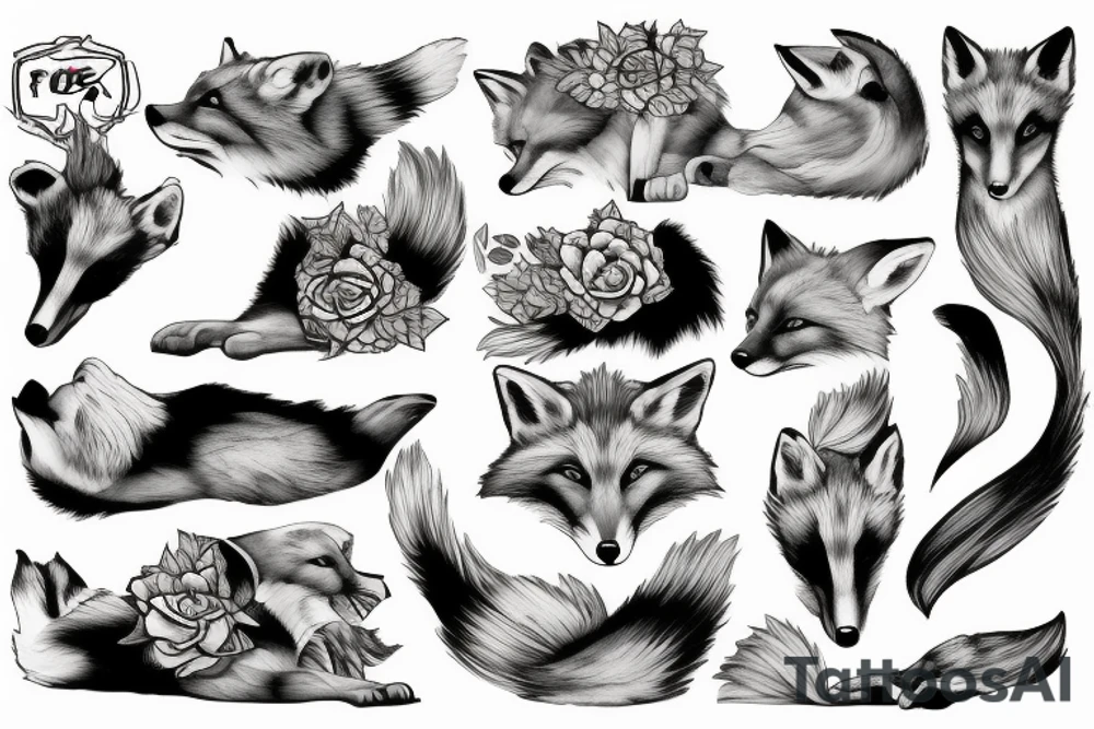 fox lying down tattoo idea