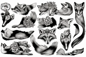 fox lying down tattoo idea