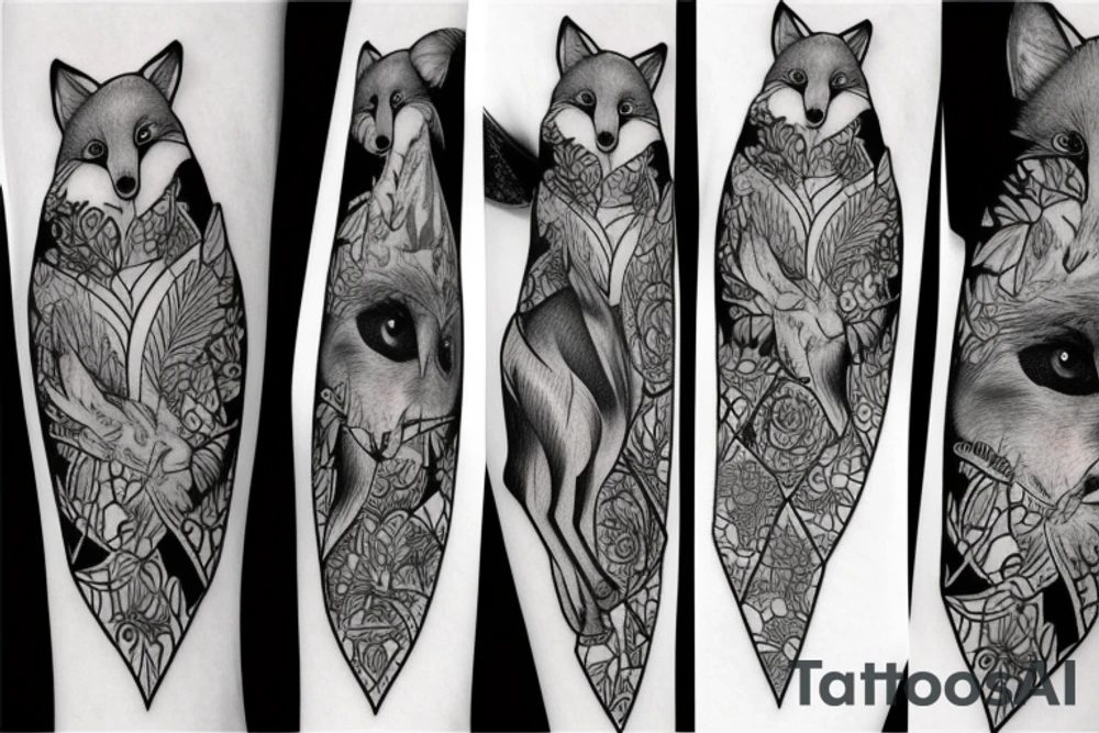 fox sitting tattoo idea