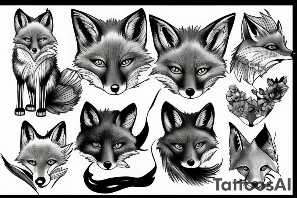 fox sitting tattoo idea