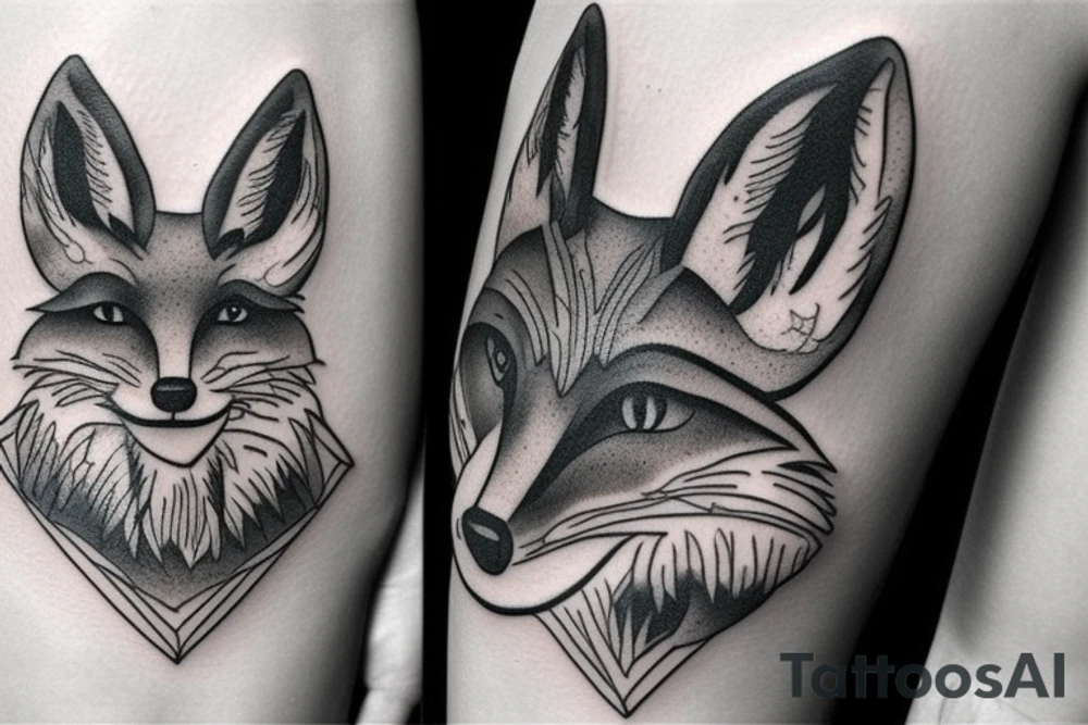 fox sitting on a rock looking forward tattoo idea