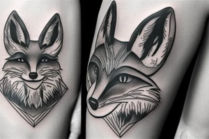 fox sitting on a rock looking forward tattoo idea