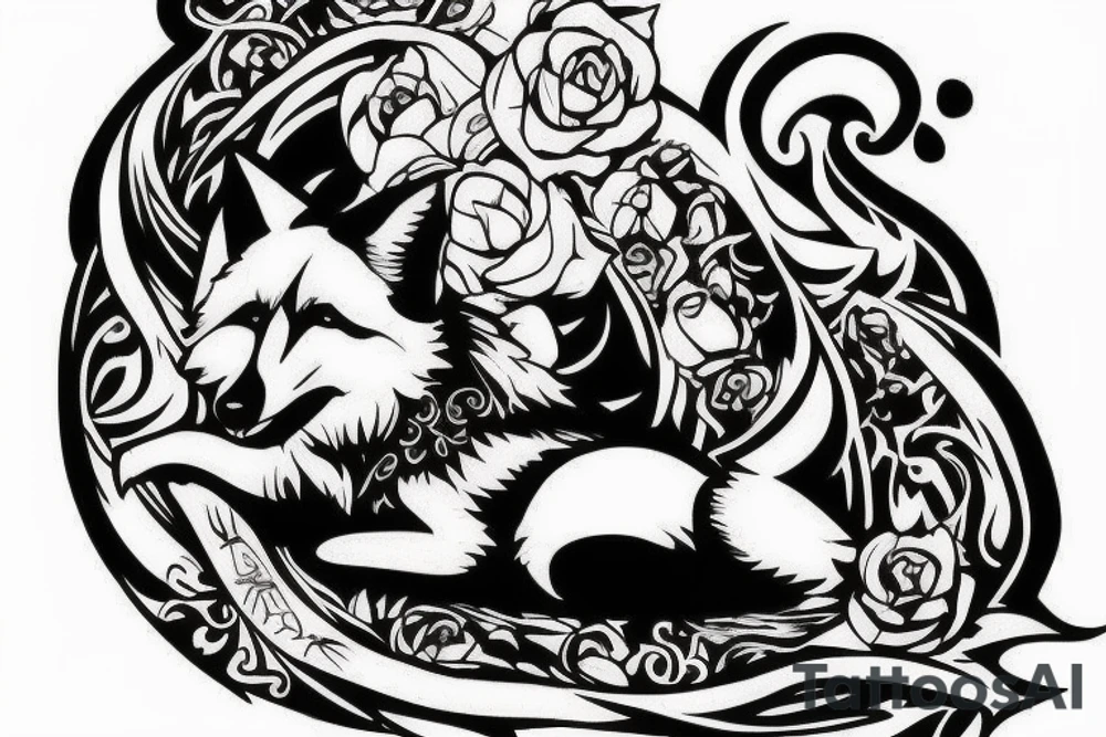 fox sitting on a rock looking forward tattoo idea