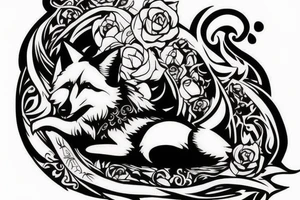 fox sitting on a rock looking forward tattoo idea