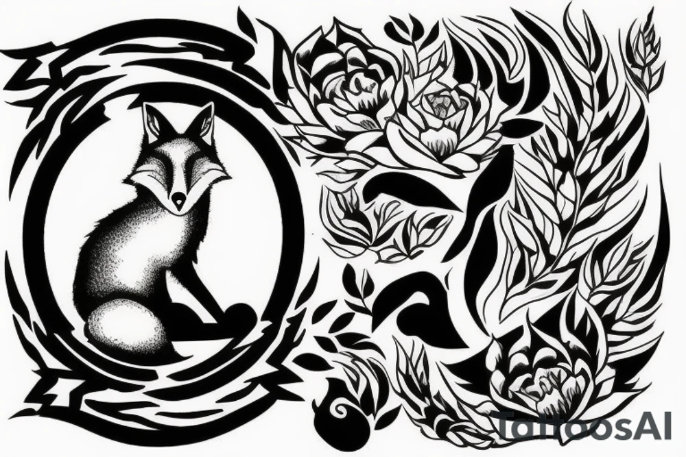 fox sitting on a rock looking forward tattoo idea